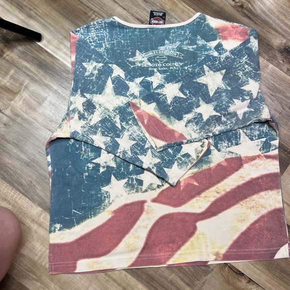 Harley-Davidson Freedom Pride Tradition Eagle Flag Shirt 2X Made in USA Vintage - Picture 11 of 12